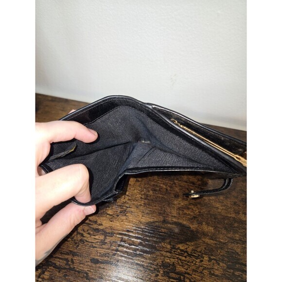 Abas Black‎ & Gold Alligator Leather Kisslock Wallet Vintage - Picture 8 of 8